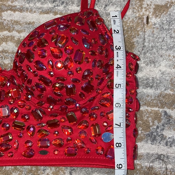 SEXY  Corset Rhinestone Bustier Crop Top - Picture 13 of 15